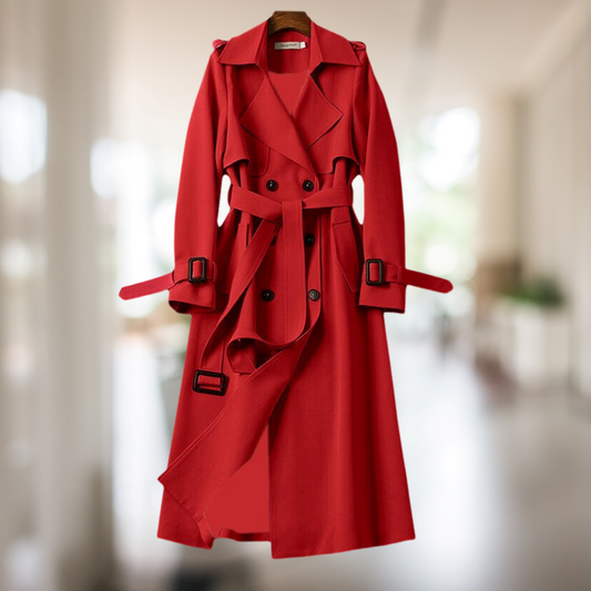 Dam Trench Coat Elegant Högkvalitativt Tyg-1