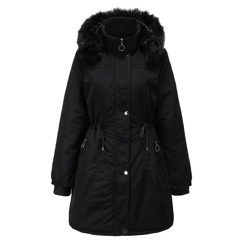 Dam Lång Kappa Plysch Fleece Syntetiska Fibrer-4