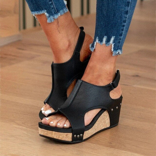Kvinna Kilsandal Slim Wedge Heel Syntetmaterial-1
