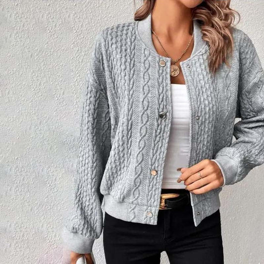 LÄng Kofta Dam Stickad Polyester och Bomull Casual Cardigan-1