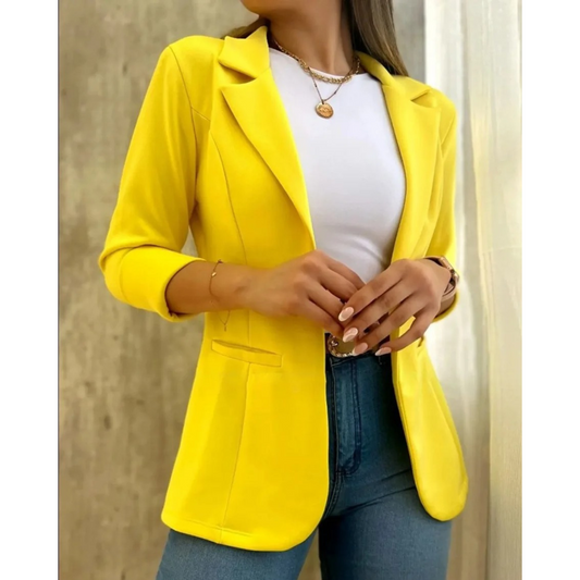 Dam Blazer Vintage Stil Högkvalitativt Tyg Elegant Design-1