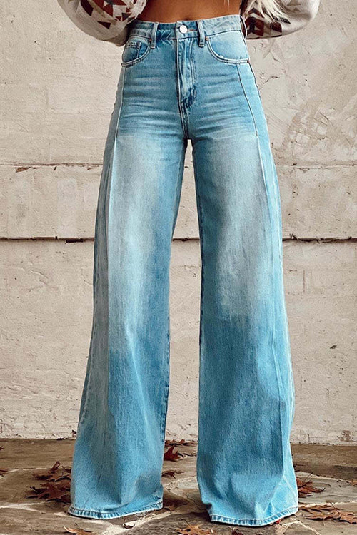 Dam Bred Ben Denimbyxor Avslappnad TvÀttad 70% Bomull-1