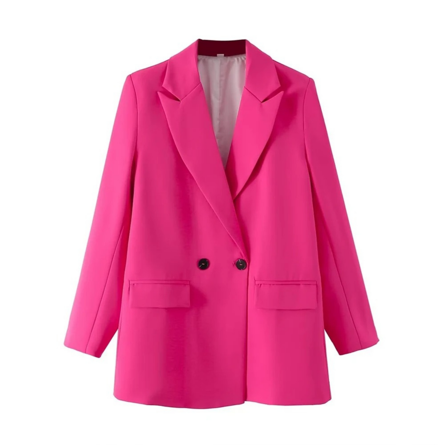 Dam Blazer Två-Radig Vintage Stil Polyester Smal Silhuett-1