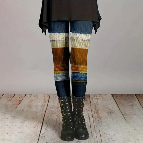 Damleggings Färgblock Flexibelt Material Andningsbart Tyg-1