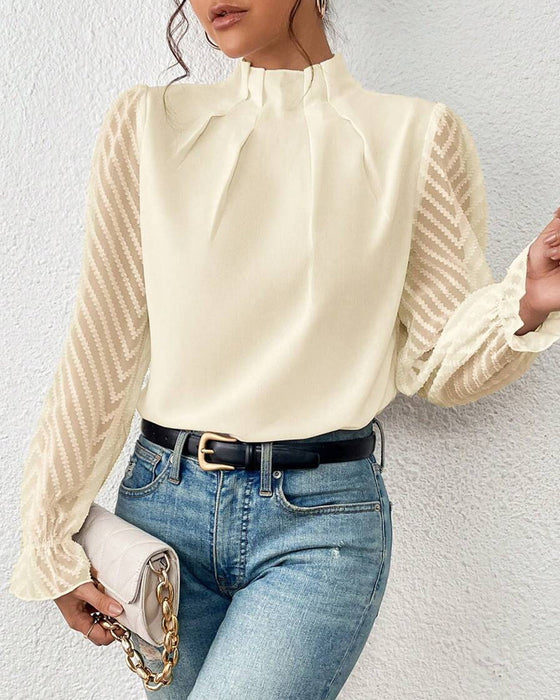 Kvinna Lång Armblus Avslappnad Stil Lätt Material-4