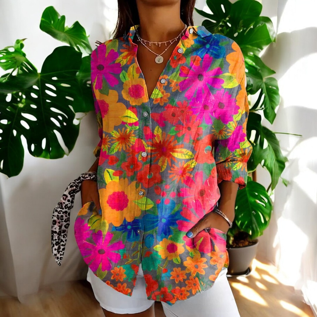 Variant image for Kvinnors Blommig Skjorta Av Andningsbart Tyg Casual Fit-55