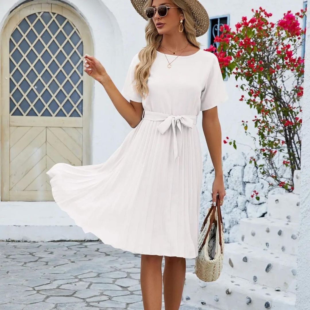 Variant image for Dam Midiklänning Veckad Polyester Elegant Midi Klänning-16