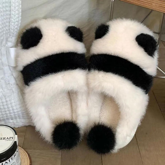 Mysiga Inomhus Tofflor Dam i Plysch med Tecknad Panda Design – Bekväma och Stilsäkra för Hemmet 1