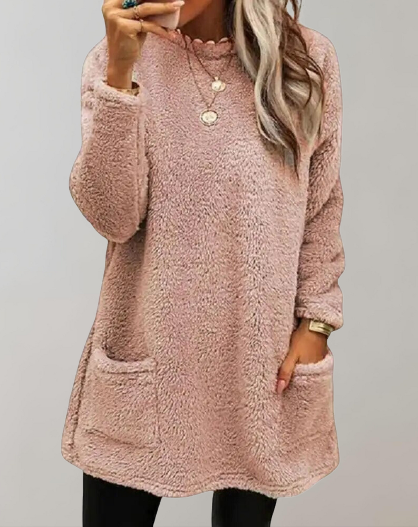 Dam Tröja Avslappnad Plysch 100% Polyester-2