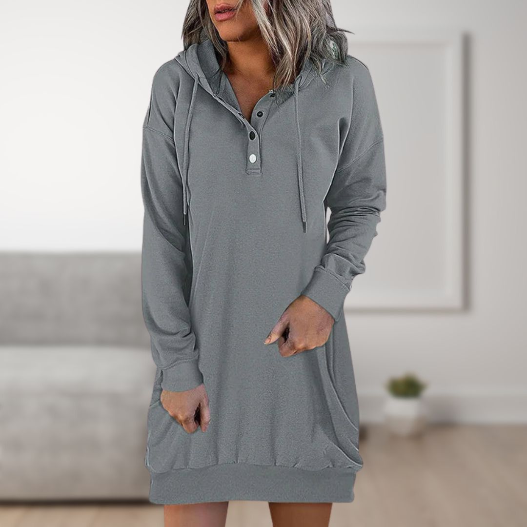 Dam Klänning Hoodie Avslappnad Bomull 6