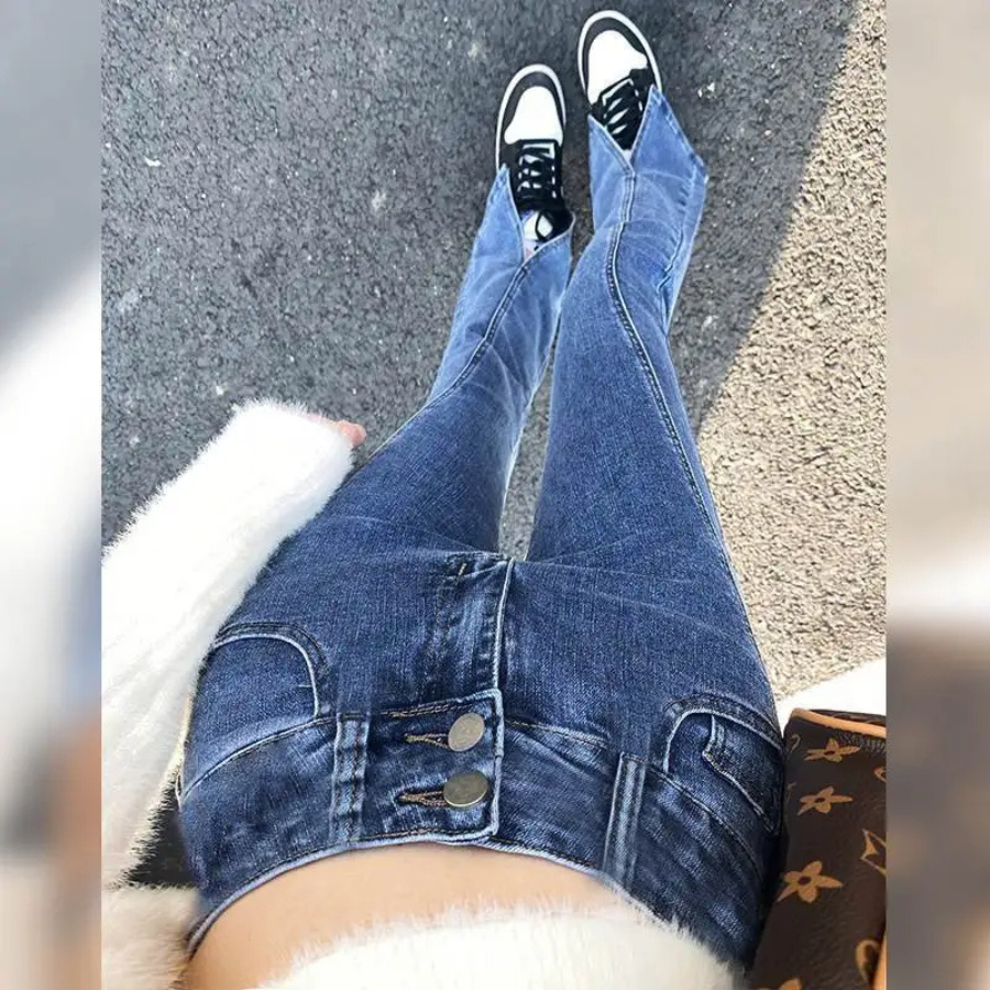 Dam Jeans Hög Midja Stretch Skinny Passform-3