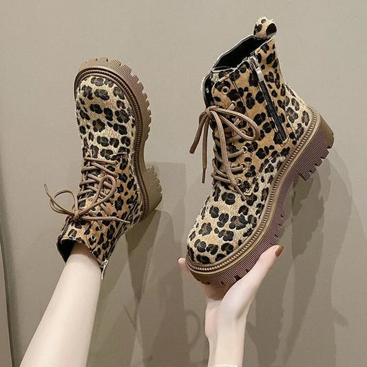 Dam Stövlar Leopardmönster Syntetmaterial Elegant Komfortabel Design 1