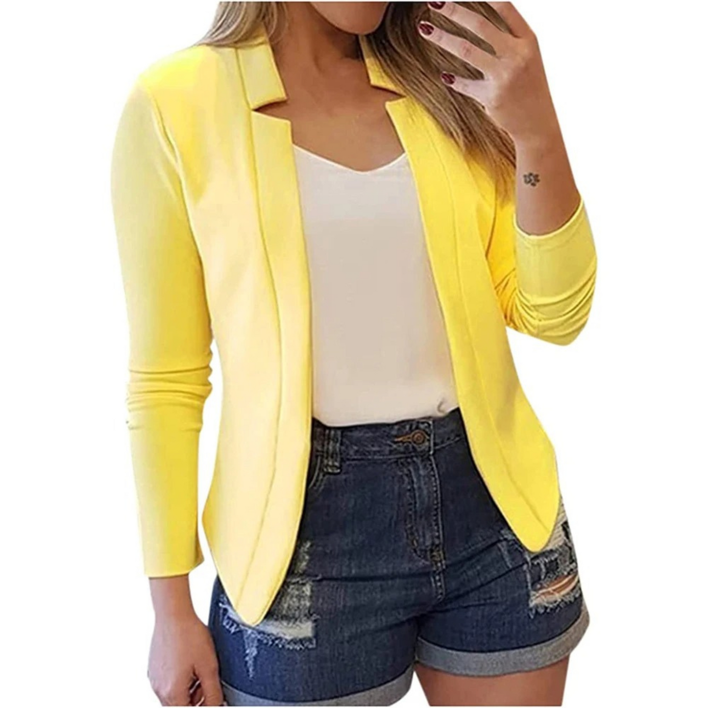 Kvinnors Blazer Skräddarsydd Polyester Elegant Cardigan-1