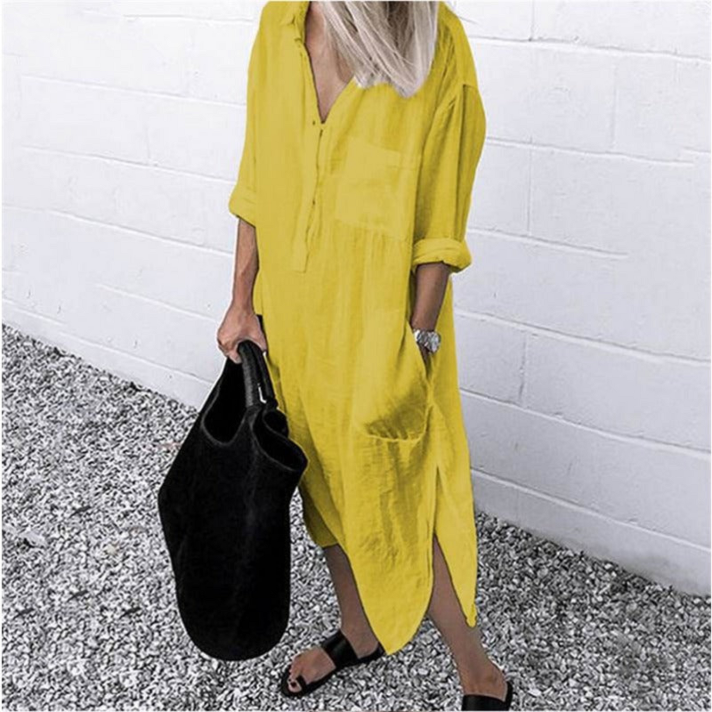 Dam Långklänning Elegant Lätt Material för Fest och Sommar-6