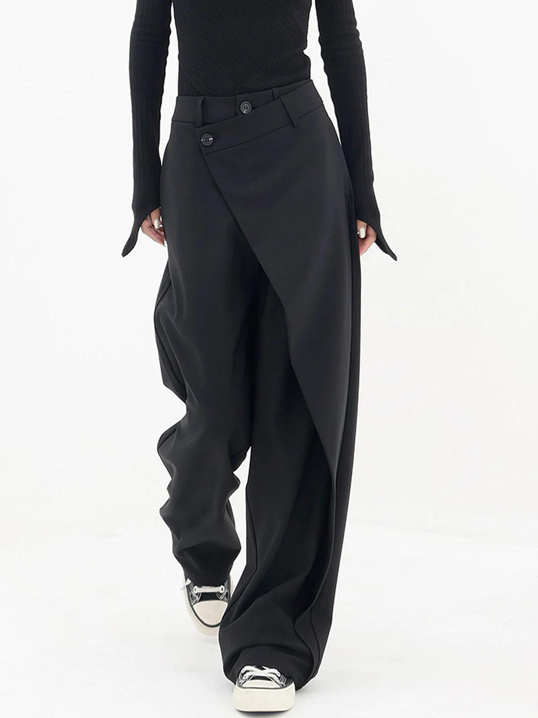 Snygga Byxor Dam Asymmetrisk Design Polyester Hög Midja-2