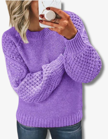 Dam Stickad Tröja Mjuk Akrylblandning Elegant Design-3