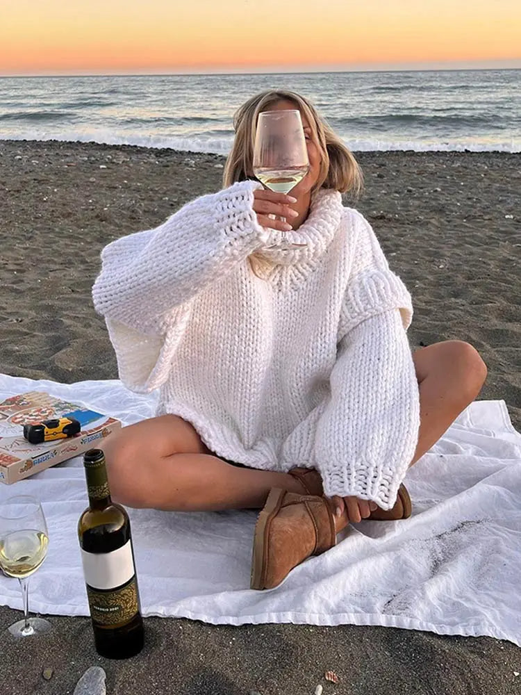 Variant image for Dam Stickad Turtleneck Tröja Överdimensionerad Akryl-9