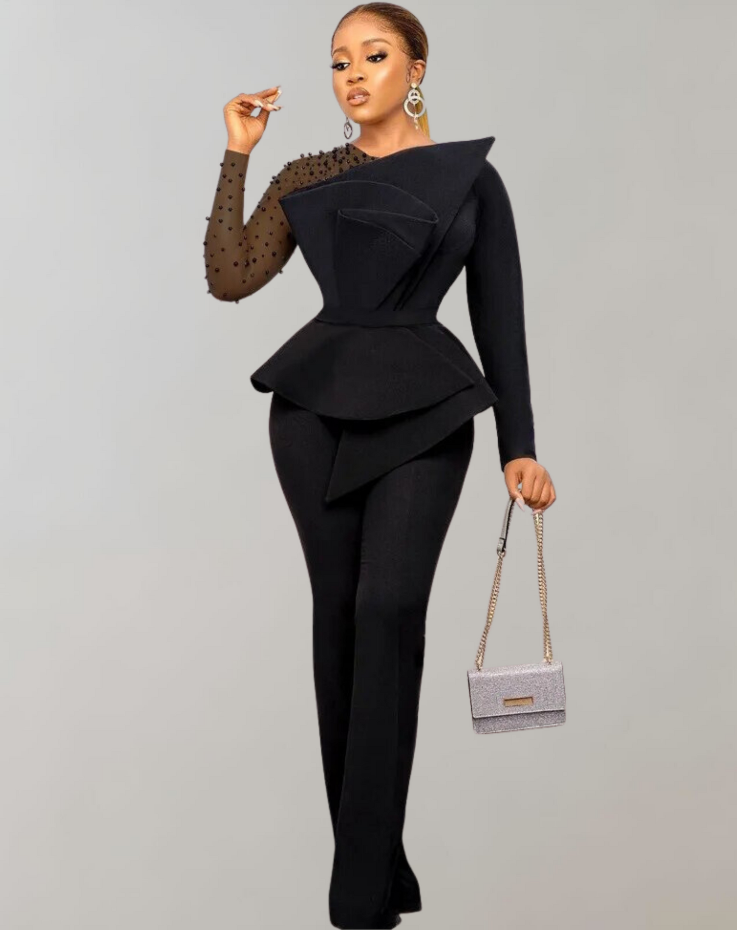 Dam Skjorta Långärmad Vintage Pärlmesh 4