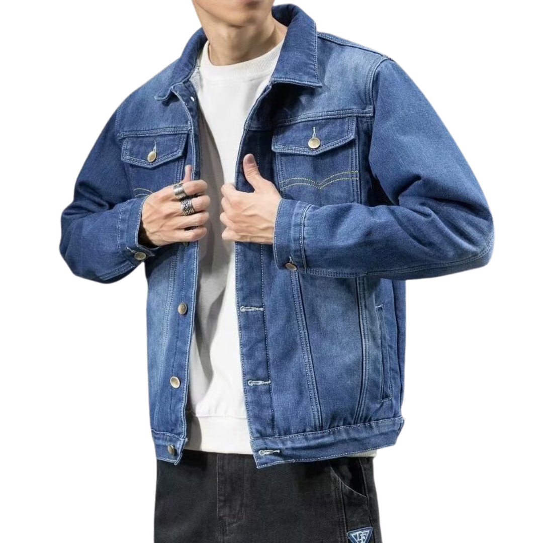 Herrjacka Denim Klassisk Stil Högkvalitativ Material 8