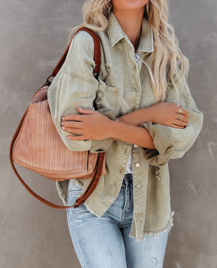 Variant image for Kvinnors Denimjacka Trendig Robust Denim-1