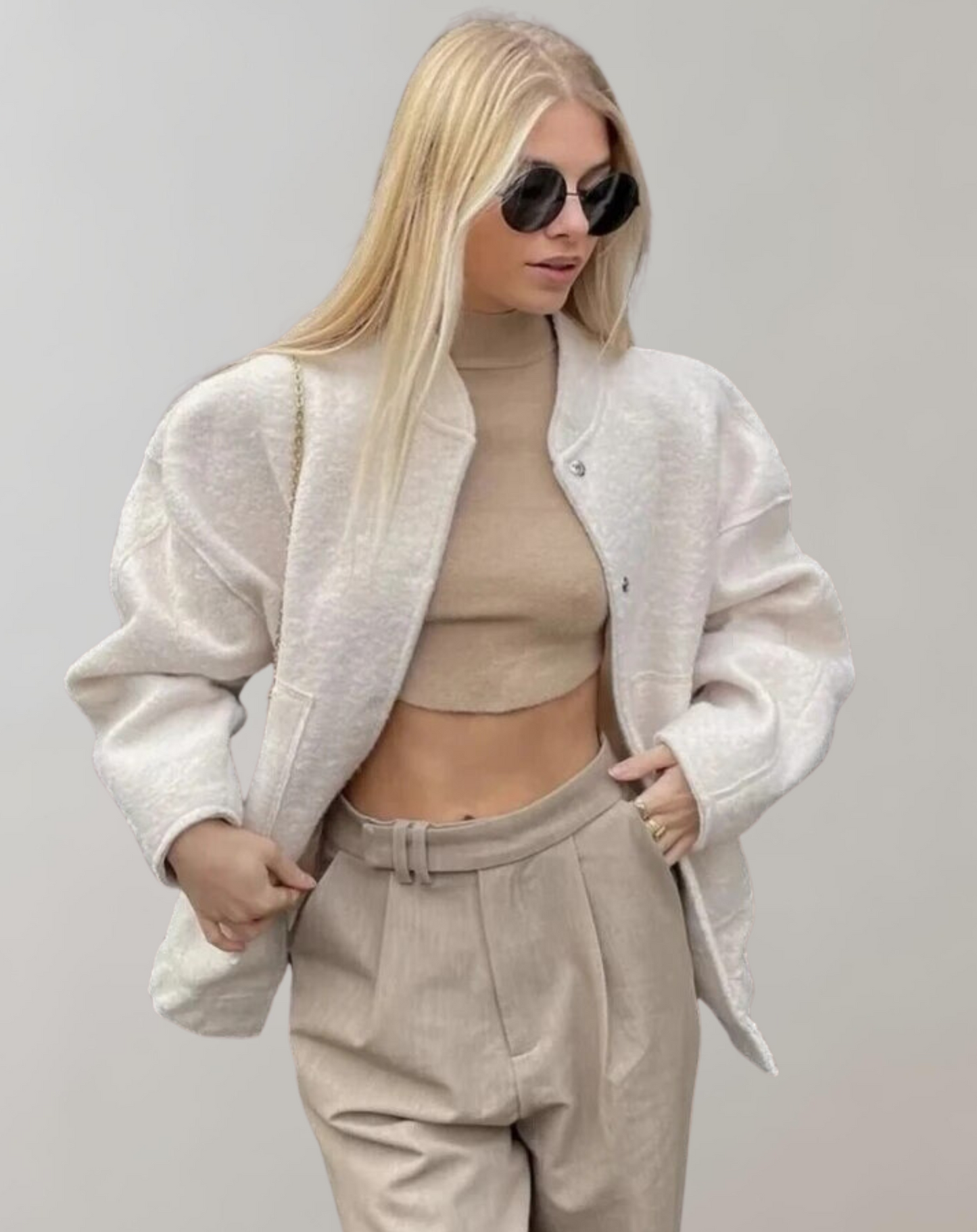 Damjacka Bomber Avslappnad Polyester med Dekorativ Design 2