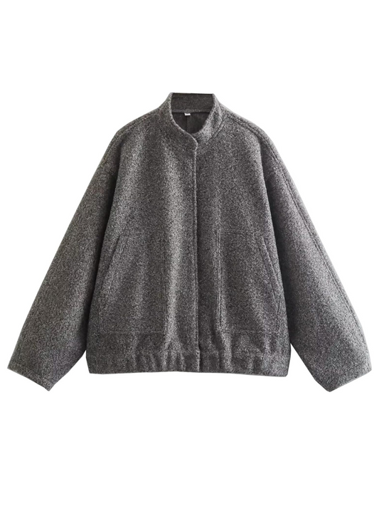 Dam Bomberjacka Överdimensionerad Fleece Modern Stil-1
