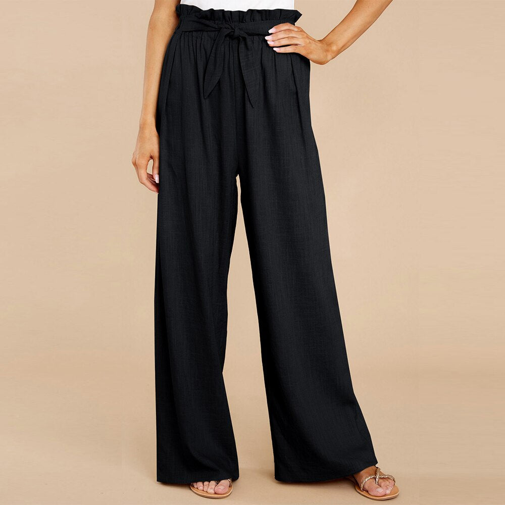 Snygga Byxor Dam Lätta Polyester Hög Midja-2