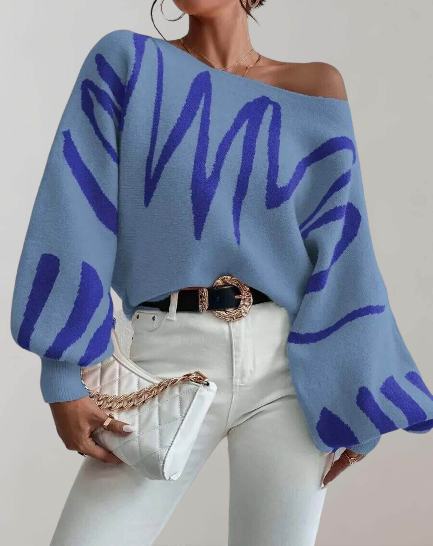 Variant image for Dam Festtoppar med Tryck Puffärmar Mjuk Polyester-4