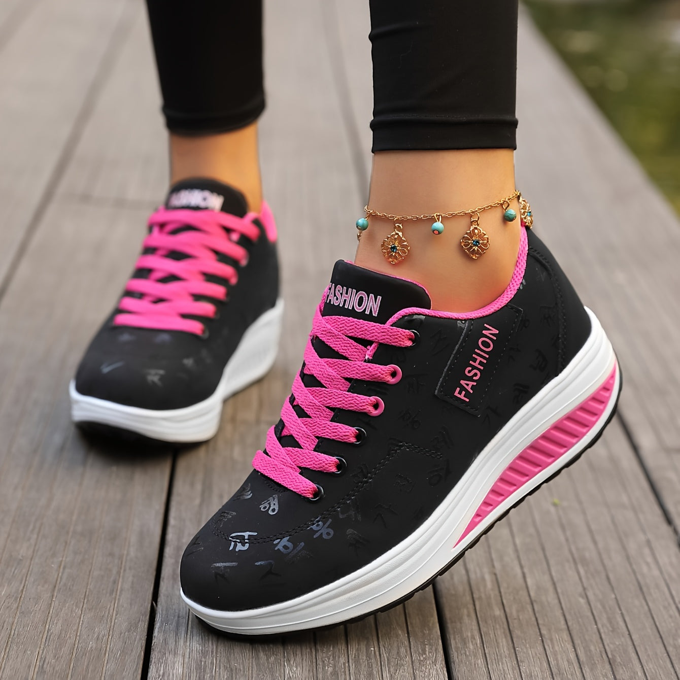 Dam Sneakers Modern Design Andningsbart Material Vadderad Sula-3