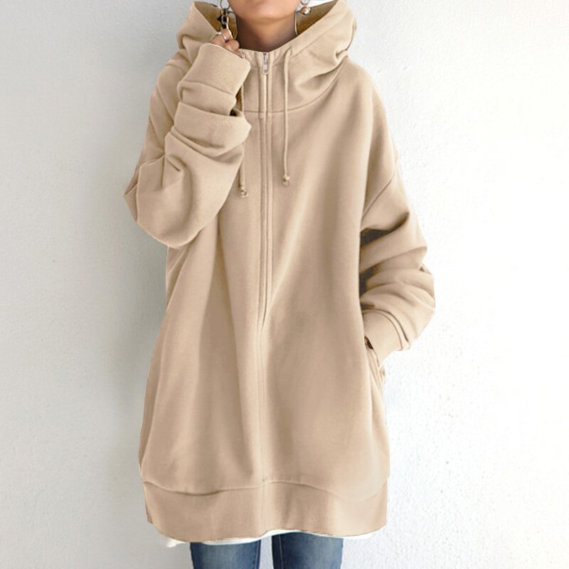 Variant image for Lång Hoodie Dam Överdimensionerad Mjuk Isolerande Material-9
