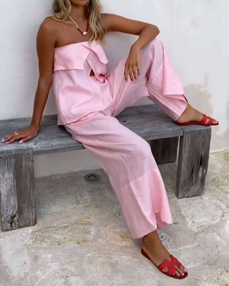 Dam Tvådelad Uppsättning Trendig Design Elastiskt Tyg-4