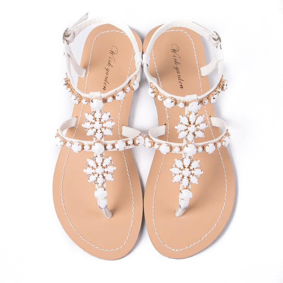 Dam Sandaler Gladiatorer Blommotiv PU Platta Skor-3