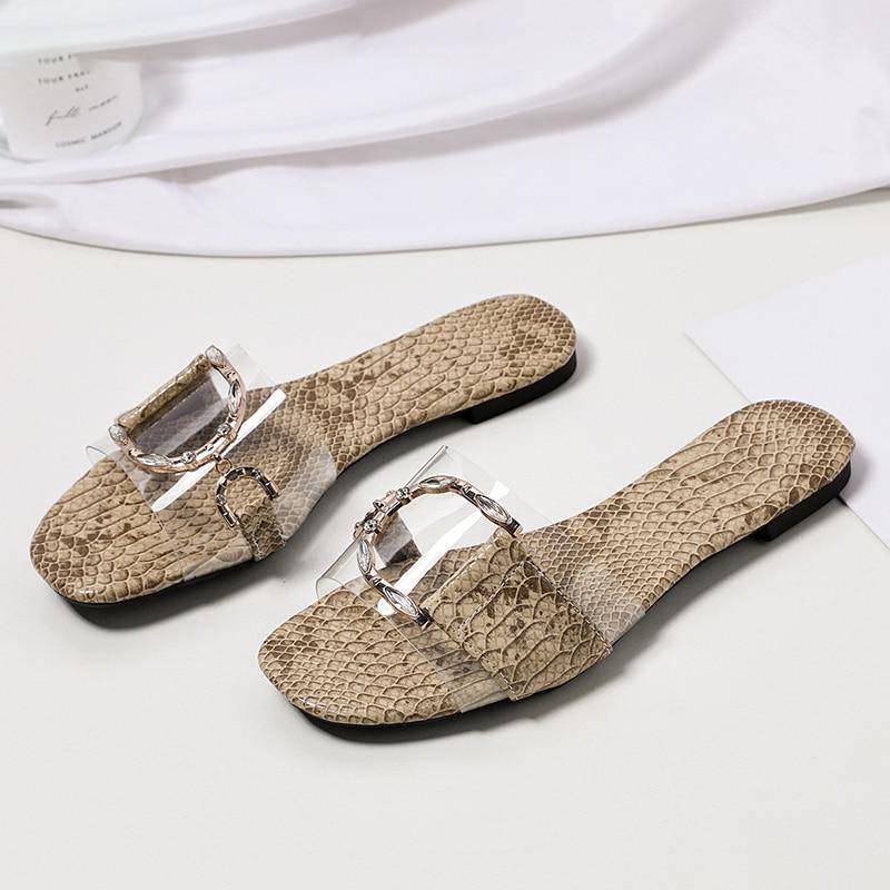 Dam Sandaler Platt Sula Djurdesign PU-Läder och Gummi-6