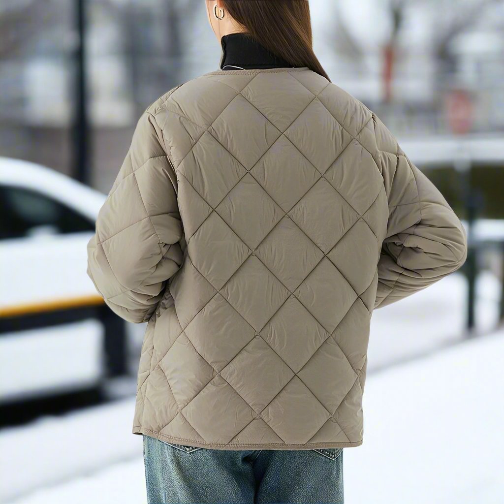 Damjacka Lätt Varm Diamantmönster Polyester för Kalla Dagar-2