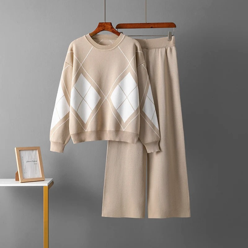 Variant image for Kvinnors Tvådelad Tröja Geometriska Mönster Ullblandning-4