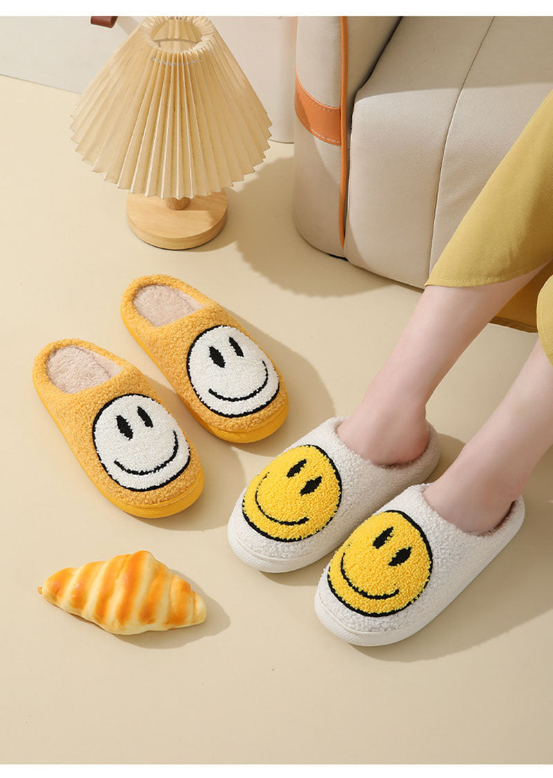 Herrtofflor Plyschfleece Med Smiley Mönster och Vadderad Sula-2