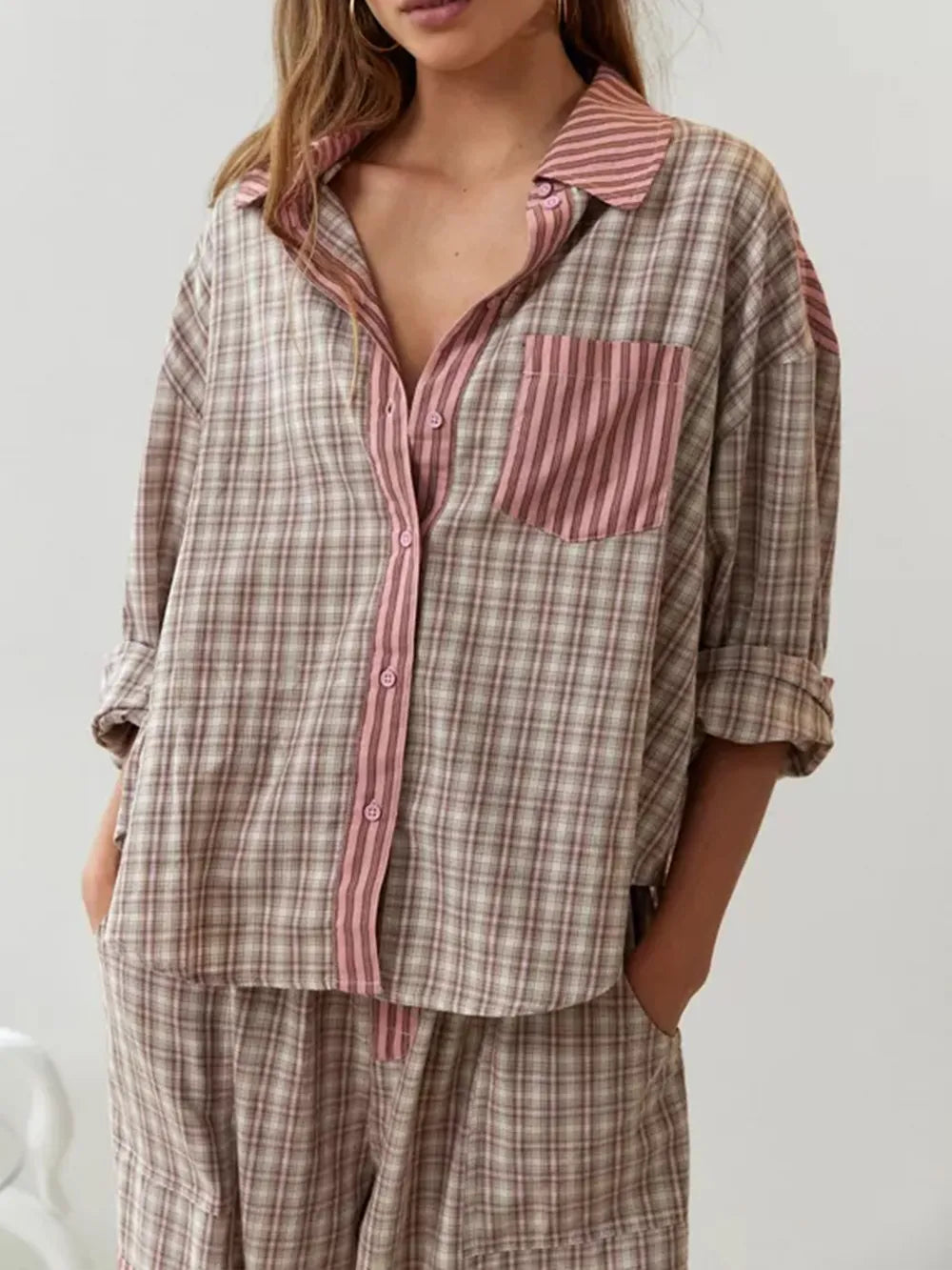 Dam Pyjamas 2-delad Vintage Stil Polyester-4
