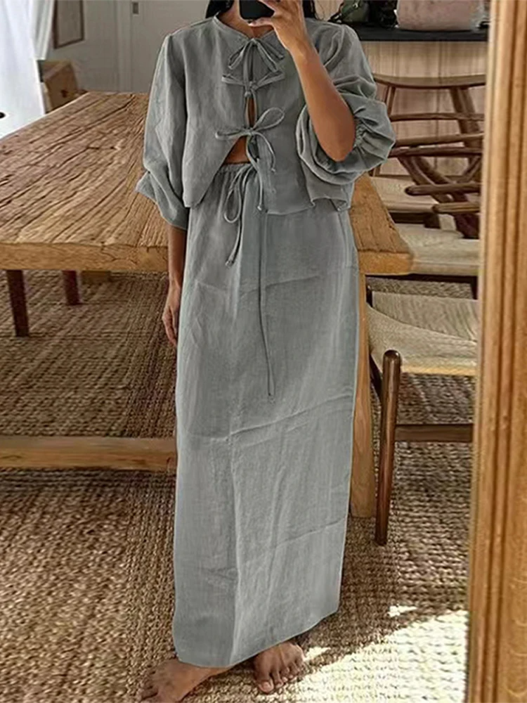 Variant image for Dam Stickklänning Broderad Kontrastfärger Stickmaterial-13