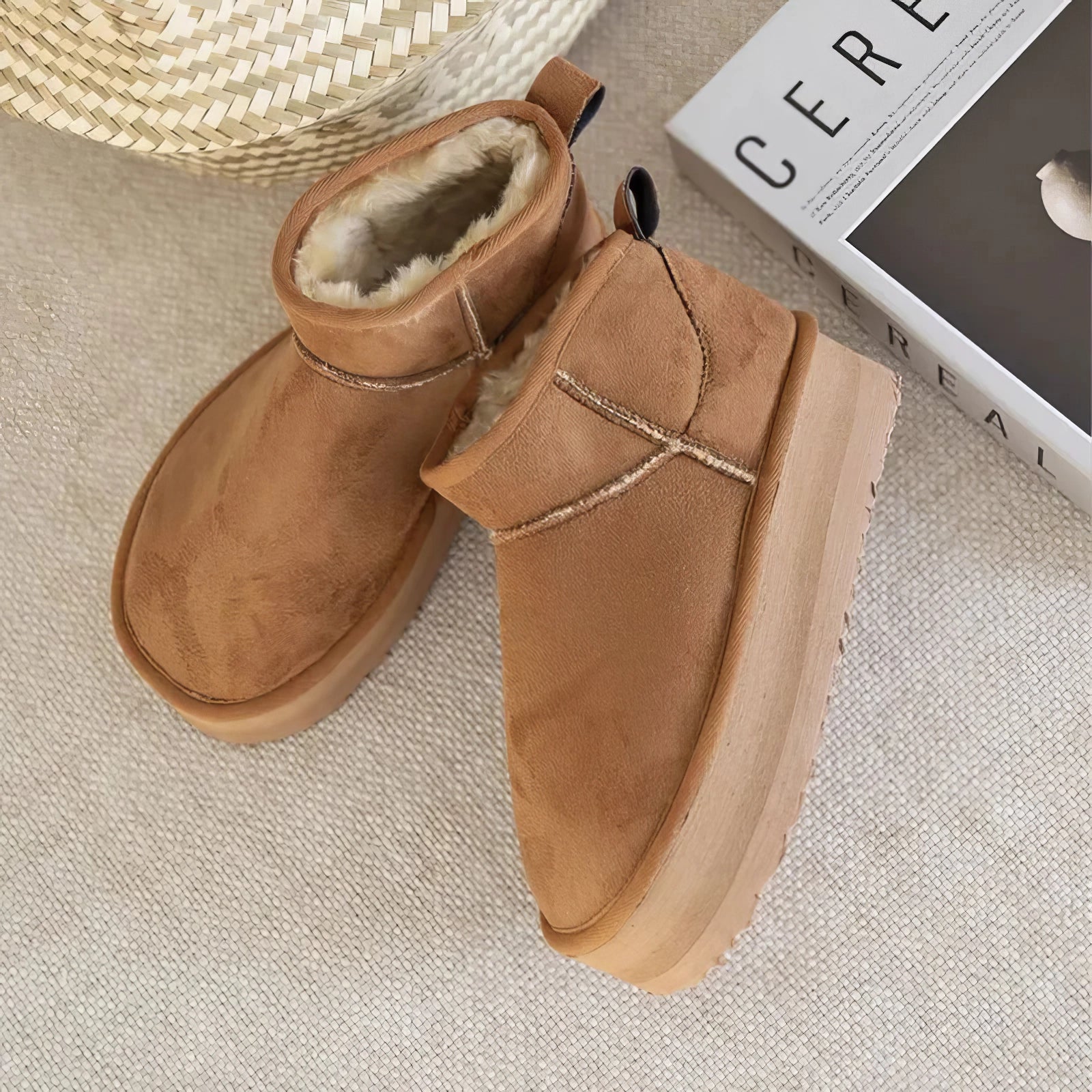 Fodrade Vinterstövlar Dam med Plattformsula och Vattentåligt Material-3