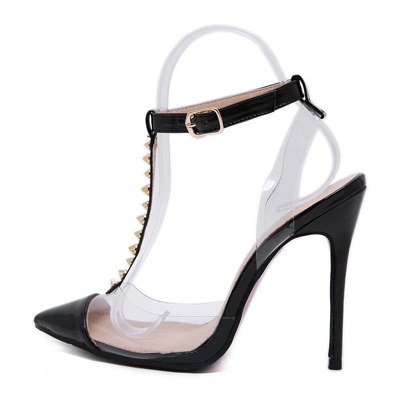 Dam Sandaler T-rem Hög Klack PU-läder-2