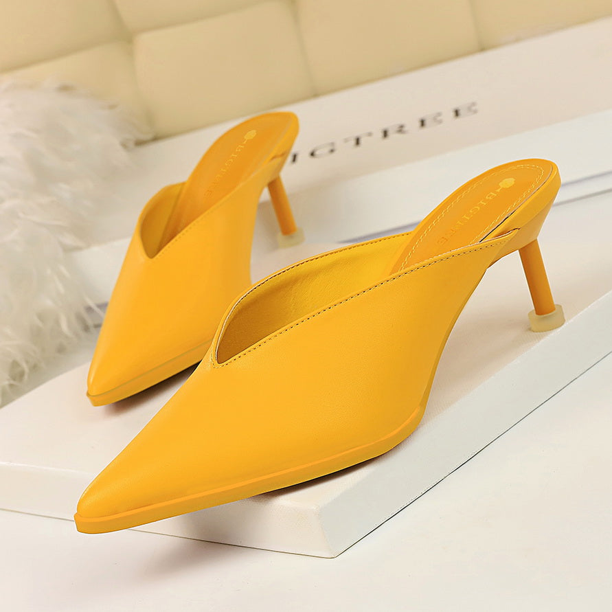 Dam Mules Plattform PU-Läder Slip-On Skor-2