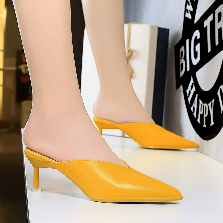 Dam Mules Plattform PU-Läder Slip-On Skor-3