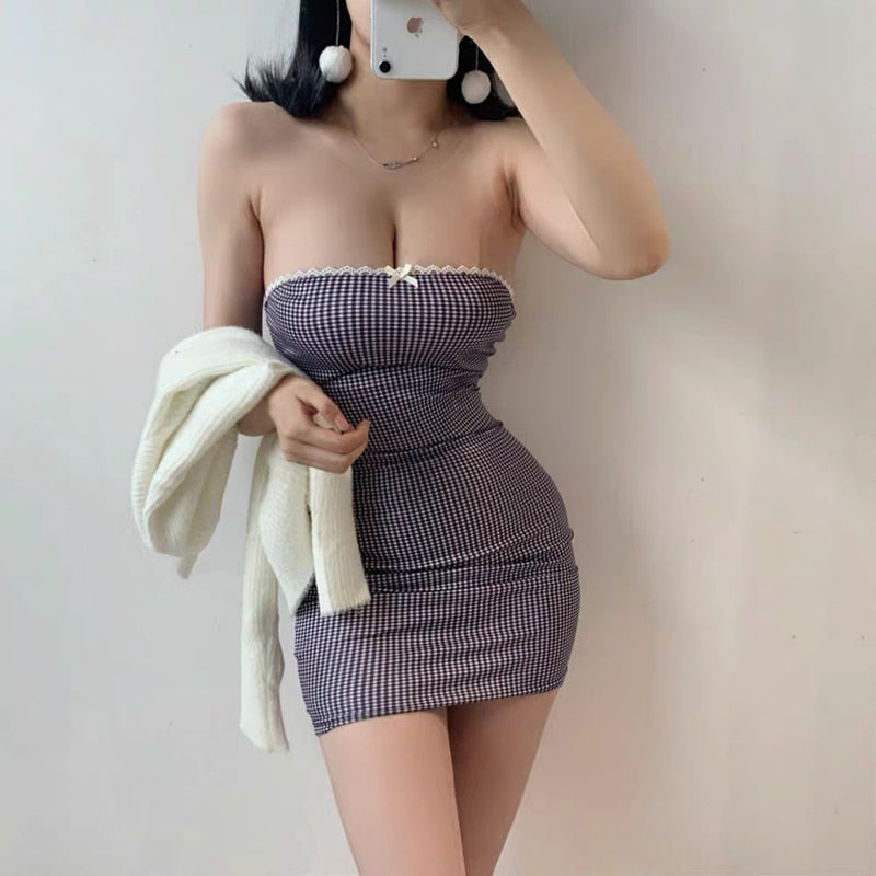 Kvinna Mini Klänning Retro Båghals Bomullspolyester Spandex-4