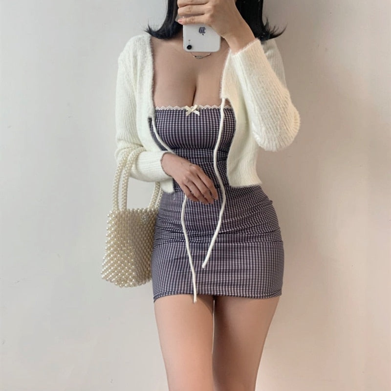 Kvinna Mini Klänning Retro Båghals Bomullspolyester Spandex-5