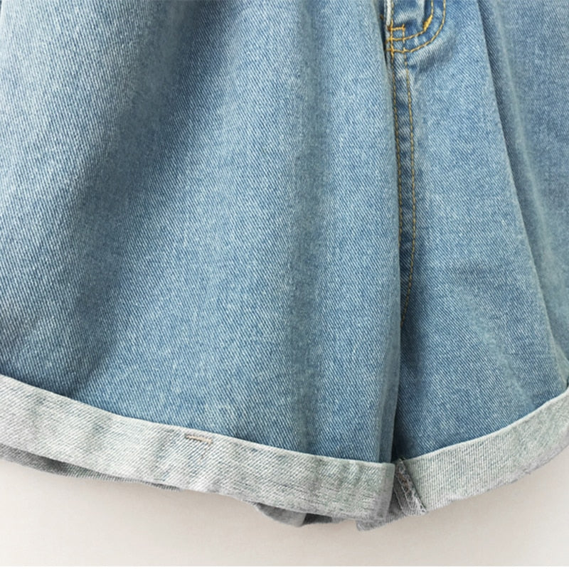 Högmidjade Denimshorts för Dam med Ruffles och Fickor – 100% Bomull, Casual Stil 4
