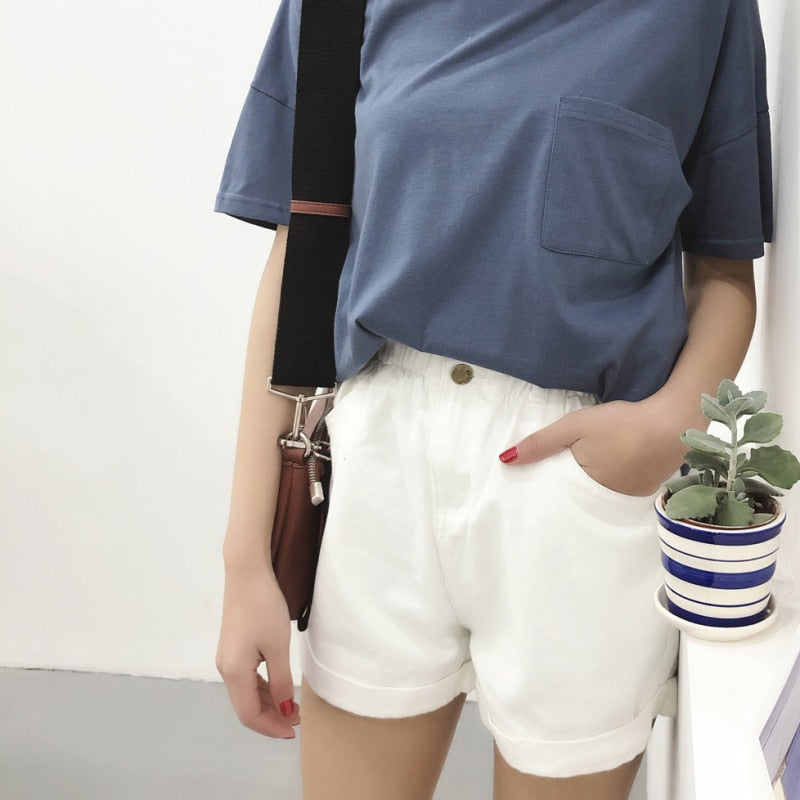 Högmidjade Denimshorts för Dam med Ruffles och Fickor – 100% Bomull, Casual Stil 5