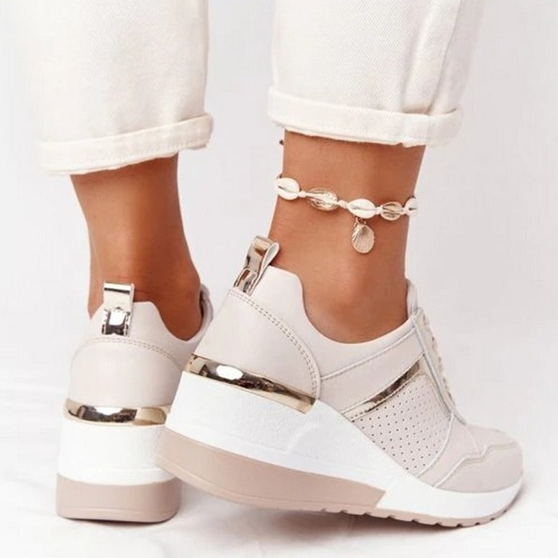 Kvinnors Plattform Sneakers Lätta Textil Syntet Fritidsskor-2