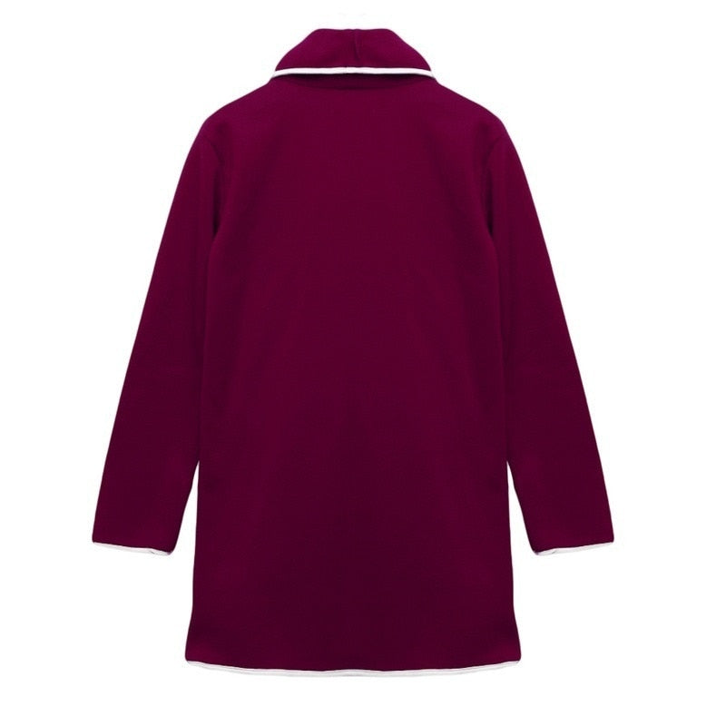 Lång Kofta Dam Stickad Mjuk med Sidofickor-3