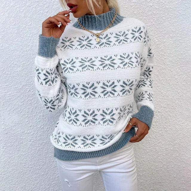 Variant image for Dam Snöflingetröja Vinter Casual Mjuk Blandningstyg-7
