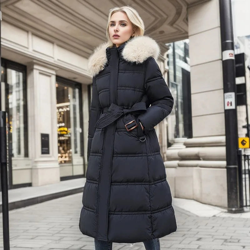 Vinterparkas Dam Modern Design Polyester Lång Jacka 8